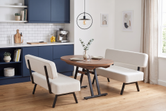 Vilinze Bolvadin Köşe Afyon Kestane Mutfak Masası Takımı - 80x140 cm Sırtlı Takım - Krem