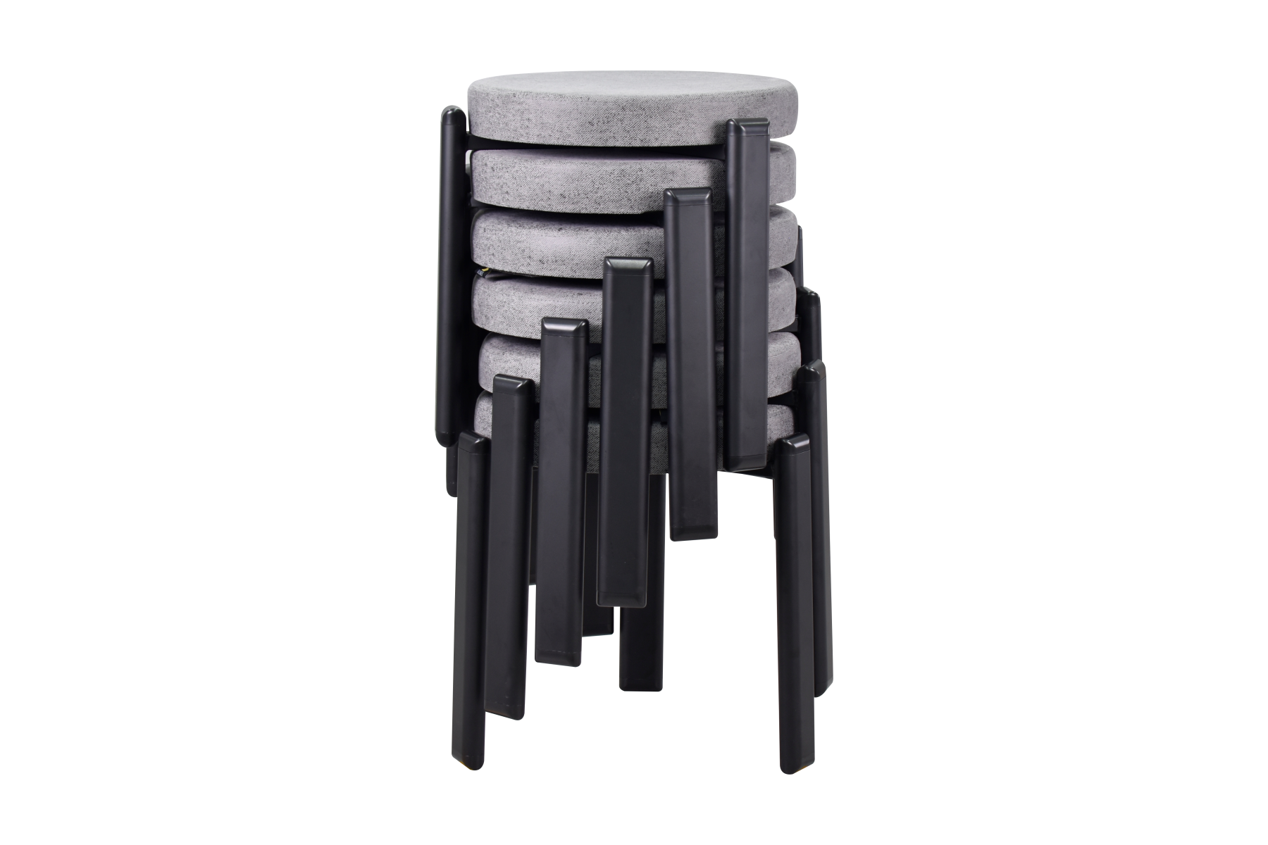 Vilinze Teras Siyah Metal Ayak İstiflenebilir Mutfak-Balkon Taburesi Gri - 6 Adet