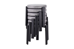 Vilinze Teras Siyah Metal Ayak İstiflenebilir Mutfak-Balkon Taburesi Gri - 6 Adet