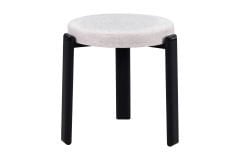 Vilinze Teras Siyah Metal Ayak İstiflenebilir Mutfak-Balkon Taburesi Krem - 6 Adet