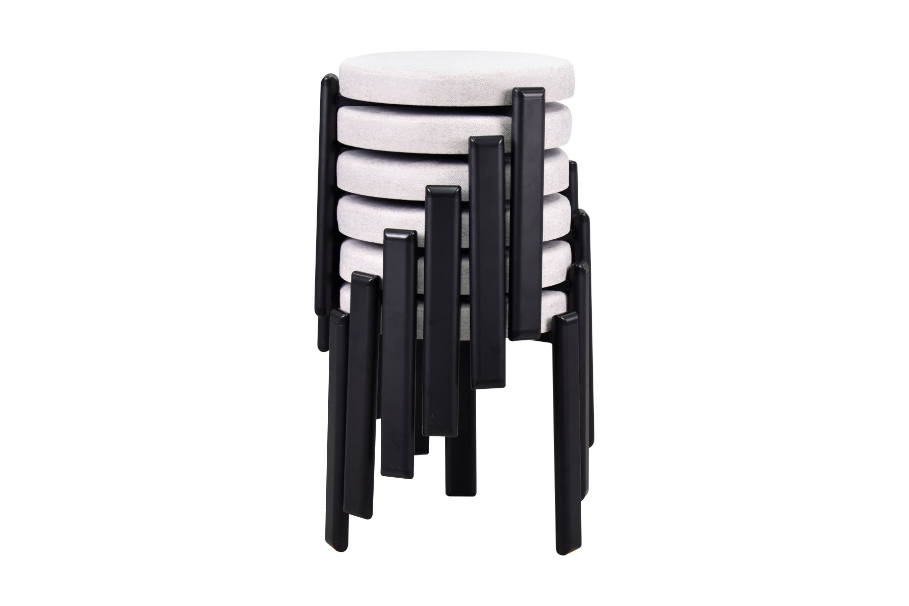 Vilinze Teras Siyah Metal Ayak İstiflenebilir Mutfak-Balkon Taburesi Krem - 6 Adet