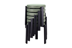 Vilinze Teras Siyah Metal Ayak İstiflenebilir Mutfak-Balkon Taburesi Yeşil - 6 Adet