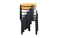 Teras Siyah Metal Ayak İstiflenebilir Mutfak-Balkon Taburesi Karışık 3 - 6 Adet