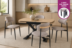 Vilinze Venüs Sandalye Havza Masa Metal Ayak Mutfak Masası Takımı - 80x180 cm