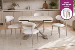 Vilinze Venüs Sandalye Havza Masa Metal Ayak Mutfak Masası Takımı - 80x180 cm