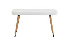 Dino Ahşap Ayak Beyaz Teddy Mutfak Masası Bankı Naturel