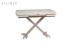 Vilinze Venüs Sandalye Havza Masa Metal Ayak Mutfak Masası Takımı - 80x180 cm Traverten - 6 Adet