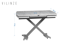 Vilinze Venüs Sandalye Havza Masa Metal Ayak Mutfak Masası Takımı - 80x180 cm Traverten - 6 Adet