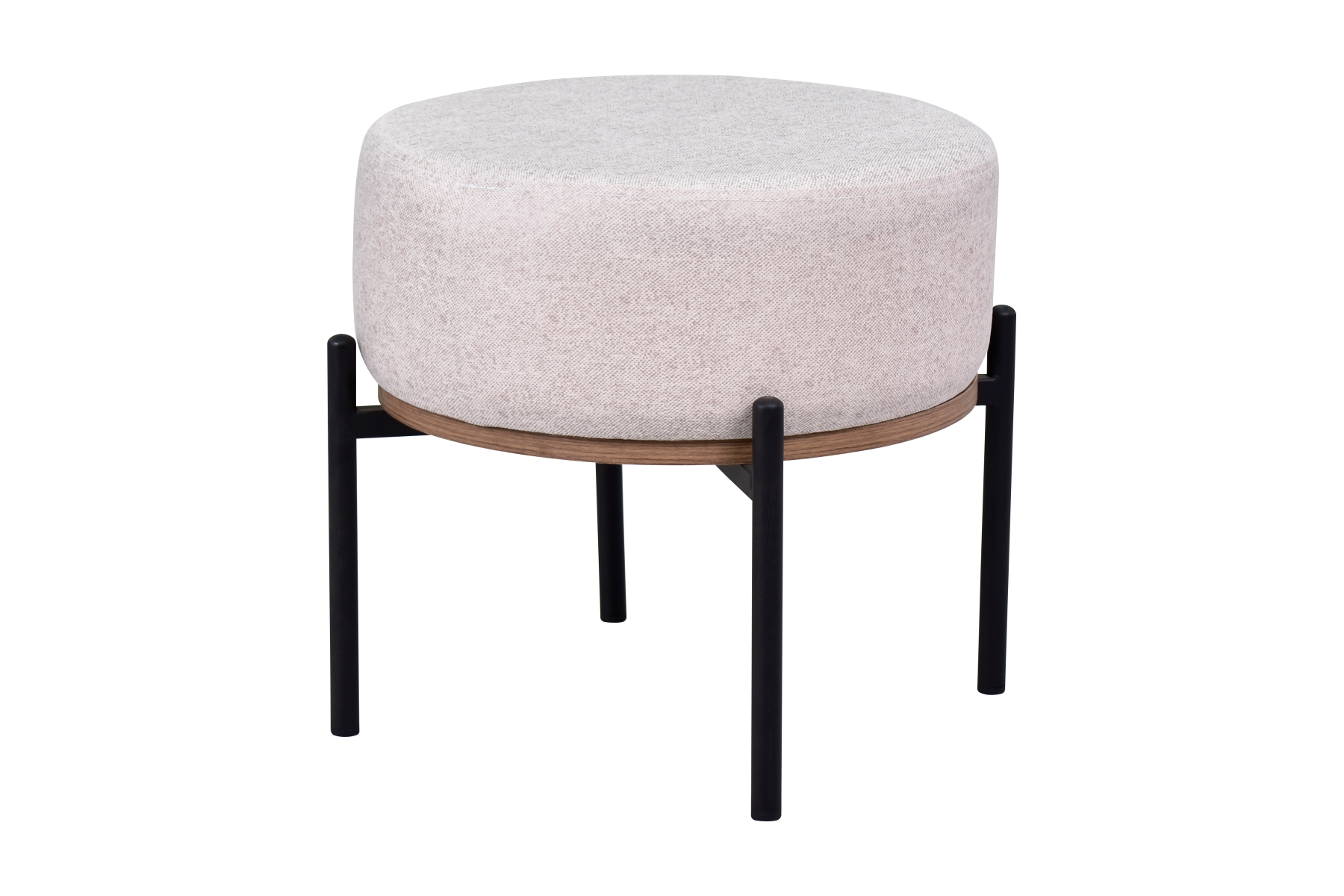 Vilinze Otto Fonksiyonel Siyah Ayak Kestane Sehpalı Yuvarlak Puf Krem