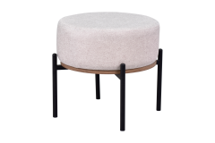 Vilinze Otto Fonksiyonel Siyah Ayak Kestane Sehpalı Yuvarlak Puf Krem