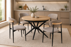 Vilinze Venüs Sandalye Oltu Masa Metal Ayak Mutfak Masası Takımı - 100x140 cm Naturel
