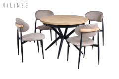 Vilinze Venüs Sandalye Oltu Masa Metal Ayak Mutfak Masası Takımı - 100x140 cm Naturel