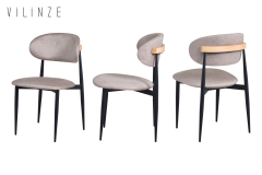 Vilinze Venüs Sandalye Oltu Masa Metal Ayak Mutfak Masası Takımı - 100x140 cm Naturel