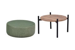 Vilinze Otto Fonksiyonel Siyah Ayak Kestane Sehpalı Yuvarlak Puf Yeşil