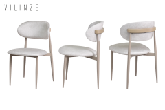 Vilinze Venüs Sandalye Oltu Masa Metal Ayak Mutfak Masası Takımı - 100x140 cm Traverten