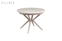 Vilinze Venüs Sandalye Oltu Masa Metal Ayak Mutfak Masası Takımı - 100x140 cm Traverten