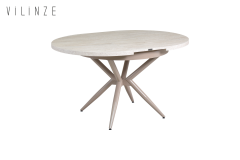 Vilinze Venüs Sandalye Oltu Masa Metal Ayak Mutfak Masası Takımı - 100x140 cm Traverten
