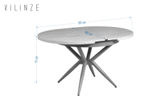 Vilinze Venüs Sandalye Oltu Masa Metal Ayak Mutfak Masası Takımı - 100x140 cm Traverten