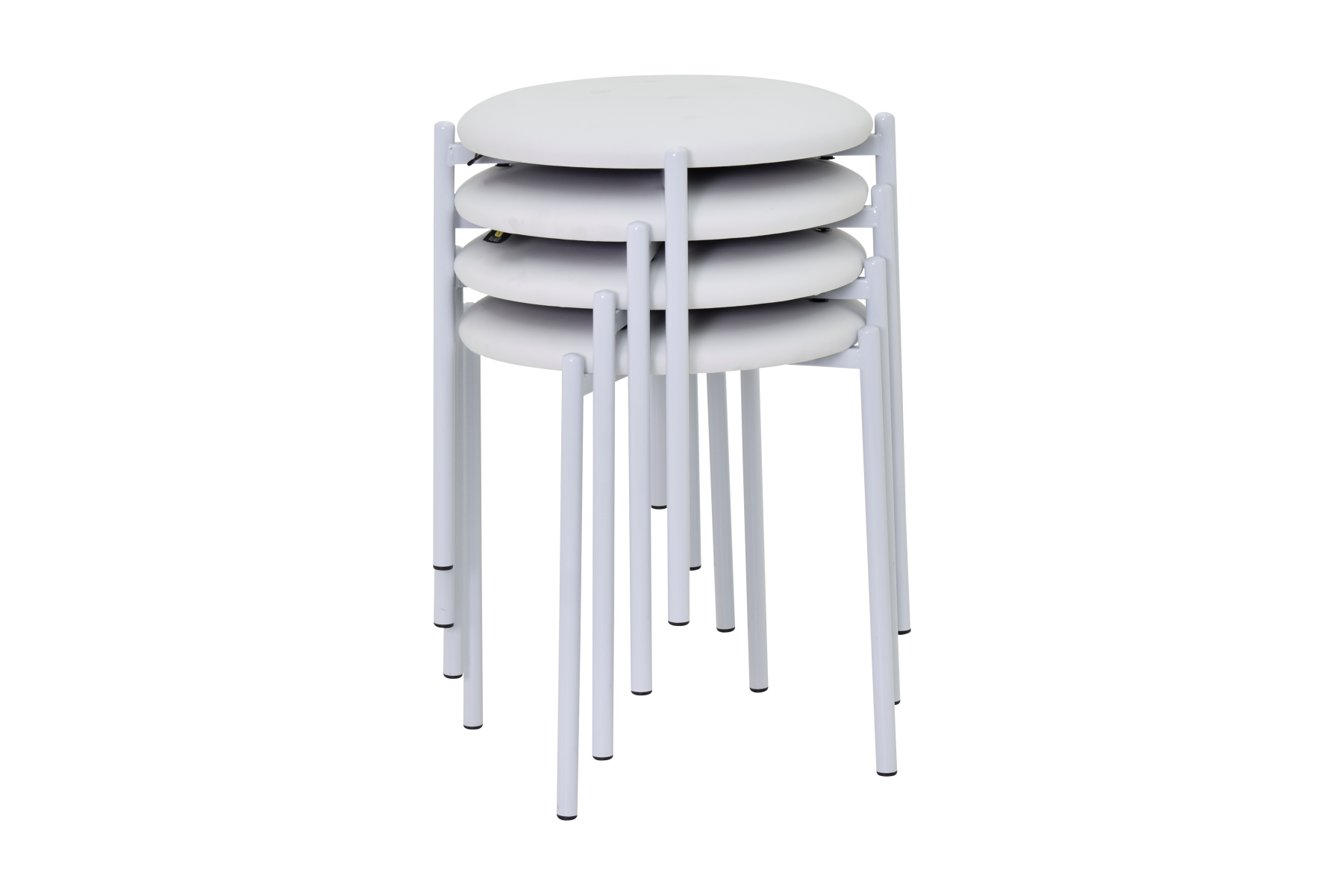 Nil Beyaz Metal Ayak Deri İstiflenebilir Mutfak-Balkon Taburesi