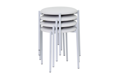 Nil Beyaz Metal Ayak Deri İstiflenebilir Mutfak-Balkon Taburesi