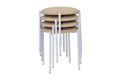 Vilinze Nil Beyaz Metal Ayak Deri İstiflenebilir Mutfak-Balkon Taburesi