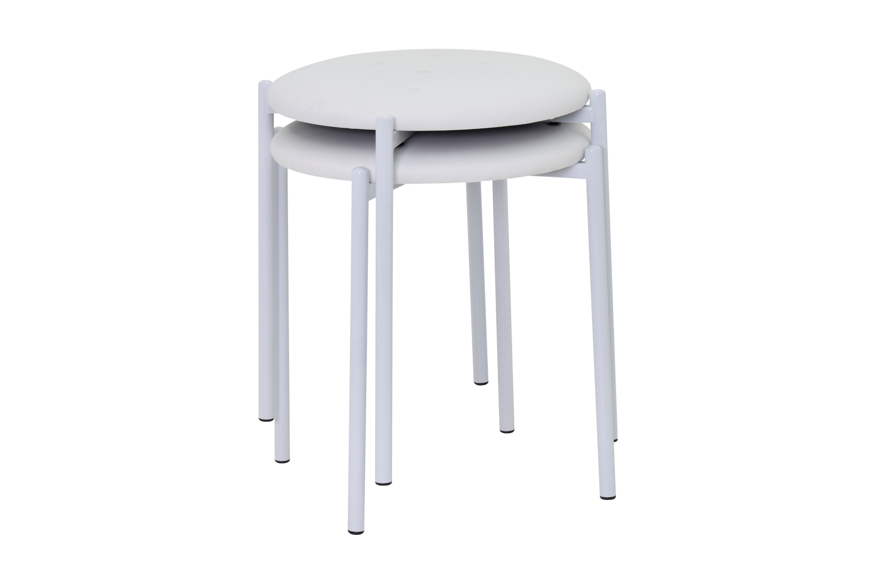 Nil Beyaz Metal Ayak Deri İstiflenebilir Mutfak-Balkon Taburesi Beyaz - 2 Adet