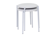 Nil Beyaz Metal Ayak Deri İstiflenebilir Mutfak-Balkon Taburesi Beyaz - 2 Adet