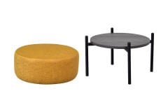 Otto Fonksiyonel Siyah Ayak Antrasit Sehpalı Yuvarlak Puf Sarı