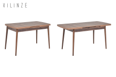 Vilinze Akdeniz Sandalye Golf Kestane Ayak Mutfak Masası Takımı - 70x120 cm 4 Adet