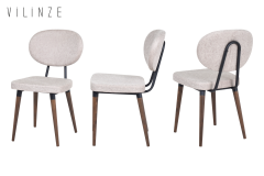 Vilinze Akdeniz Sandalye Golf Kestane Ayak Mutfak Masası Takımı - 70x120 cm 4 Adet