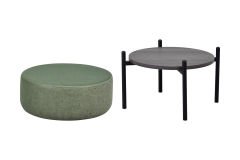 Vilinze Otto Fonksiyonel Siyah Ayak Antrasit Sehpalı Yuvarlak Puf Yeşil