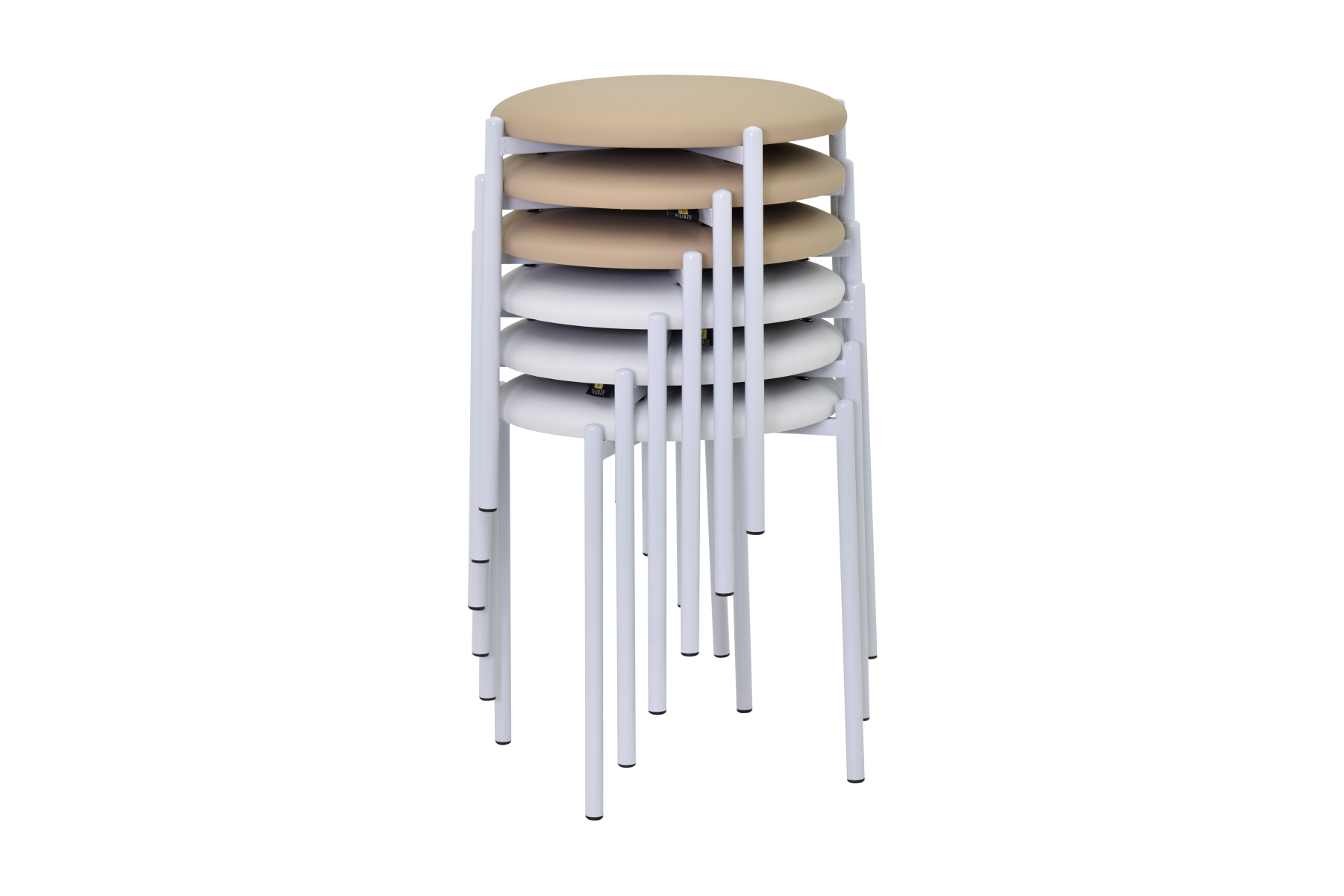 Nil Beyaz Metal Ayak Deri İstiflenebilir Mutfak-Balkon Taburesi 6 Adet - Karışık 1