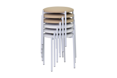 Nil Beyaz Metal Ayak Deri İstiflenebilir Mutfak-Balkon Taburesi 6 Adet - Karışık 1