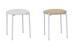 Nil Beyaz Metal Ayak Deri İstiflenebilir Mutfak-Balkon Taburesi 6 Adet - Karışık 1