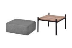 Vilinze Ege Fonksiyonel Siyah Ayak Kestane Sehpalı Kare Puf Gri