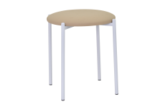 Nil Beyaz Metal Ayak Deri İstiflenebilir Mutfak-Balkon Taburesi Krem - 6 Adet