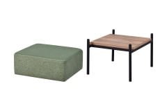 Vilinze Ege Fonksiyonel Siyah Ayak Kestane Sehpalı Kare Puf Yeşil