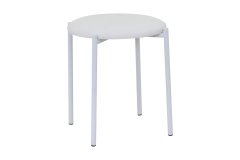 Vilinze Nil Beyaz Metal Ayak Deri İstiflenebilir Mutfak-Balkon Taburesi Beyaz - 4 Adet