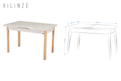 Vilinze Ege Sandalye Fırat Mutfak Masası Takımı - 80x120 cm Kahverengi - Traverten/Naturel - 4 Adet
