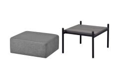 Ege Fonksiyonel Siyah Ayak Antrasit Sehpalı Kare Puf Gri