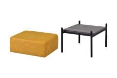 Vilinze Ege Fonksiyonel Siyah Ayak Antrasit Sehpalı Kare Puf Sarı