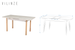 Vilinze Ege Sandalye Fırat Mutfak Masası Takımı - 80x120 cm Krem - Traverten/Naturel - 6 Adet