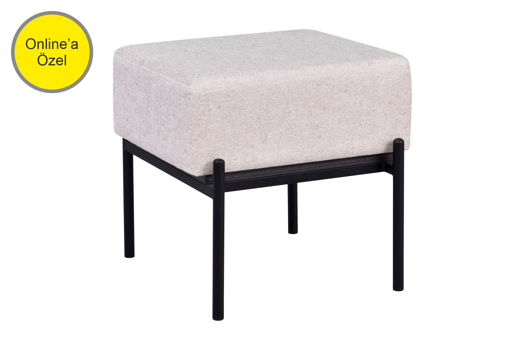 Ege Fonksiyonel Siyah Ayak Antrasit Sehpalı Kare Puf Krem