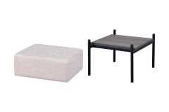 Ege Fonksiyonel Siyah Ayak Antrasit Sehpalı Kare Puf Krem