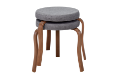 Vilinze Ege Kestane Ahşap Ayak İstiflenebilir Mutfak-Balkon Taburesi 2 Adet - Gri