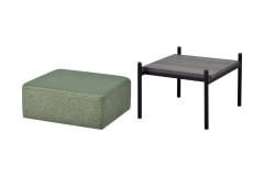 Vilinze Ege Fonksiyonel Siyah Ayak Antrasit Sehpalı Kare Puf Yeşil