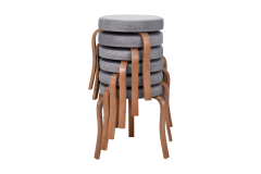 Ege Kestane Ahşap Ayak İstiflenebilir Mutfak-Balkon Taburesi 6 Adet - Gri