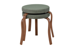 Ege Kestane Ahşap Ayak İstiflenebilir Mutfak-Balkon Taburesi 2 Adet - Yeşil