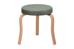 Ege Kestane Ahşap Ayak İstiflenebilir Mutfak-Balkon Taburesi 2 Adet - Yeşil