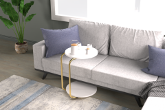 Vilinze Emr Çok Amaçlı Tekerlekli Gold Ayak C Sehpa Beyaz